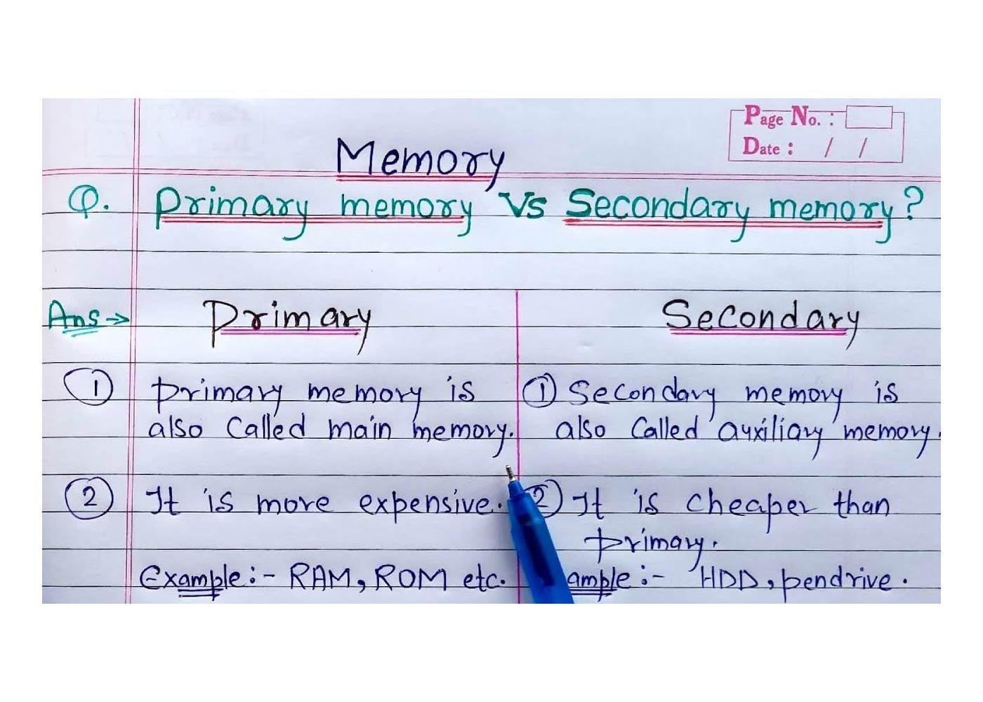 Exploring the Difference between Primary and Secondary Memory